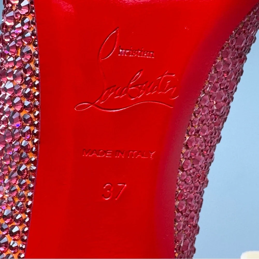 Christian Louboutin Ron Ron Pink/Coral Custom Strass Heels size 37